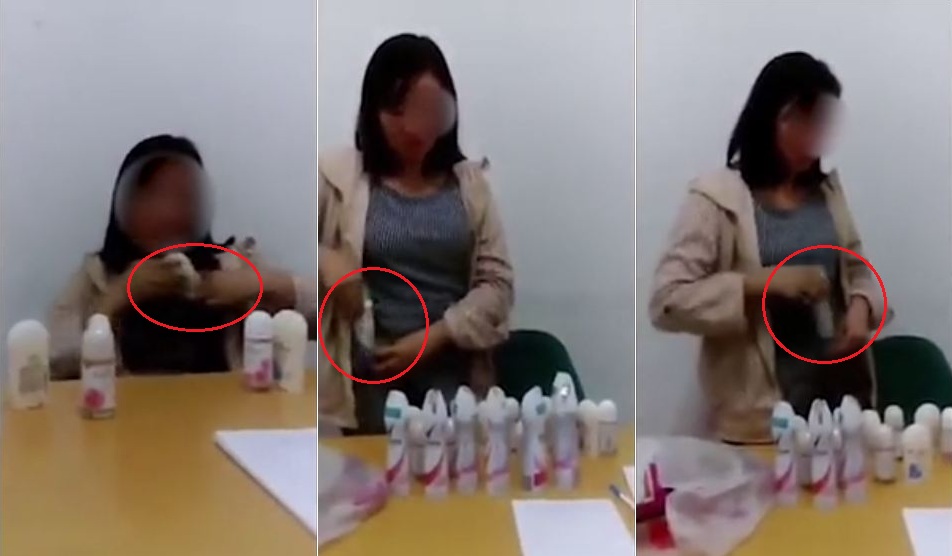 Dậy sóng mạng - 'Nữ đạo chích' nhét 22 chai mỹ phẩm trong người bị bắt tại trận? (Hình 2).