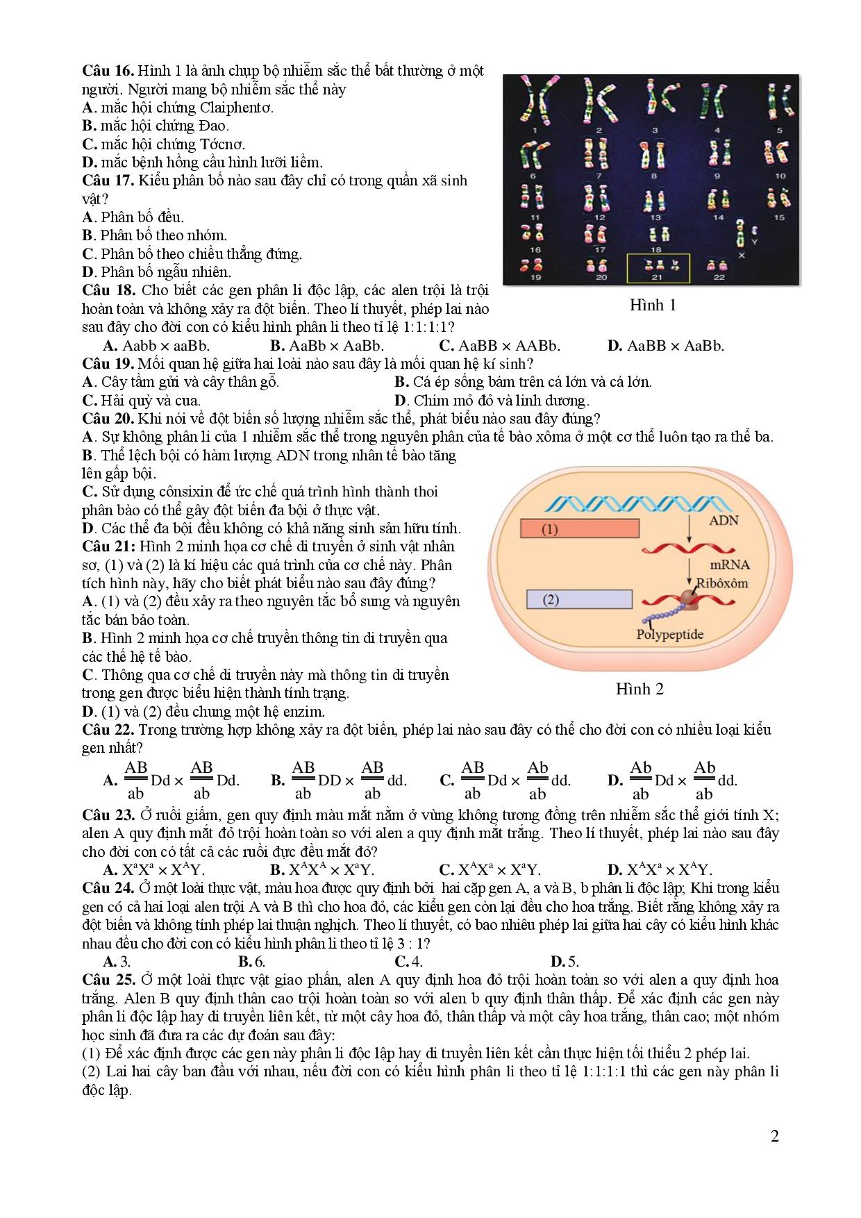 Giáo dục - Đề thi THPT quốc gia minh họa 4 môn: Sinh, Sử, Địa, GDCD (Hình 2).