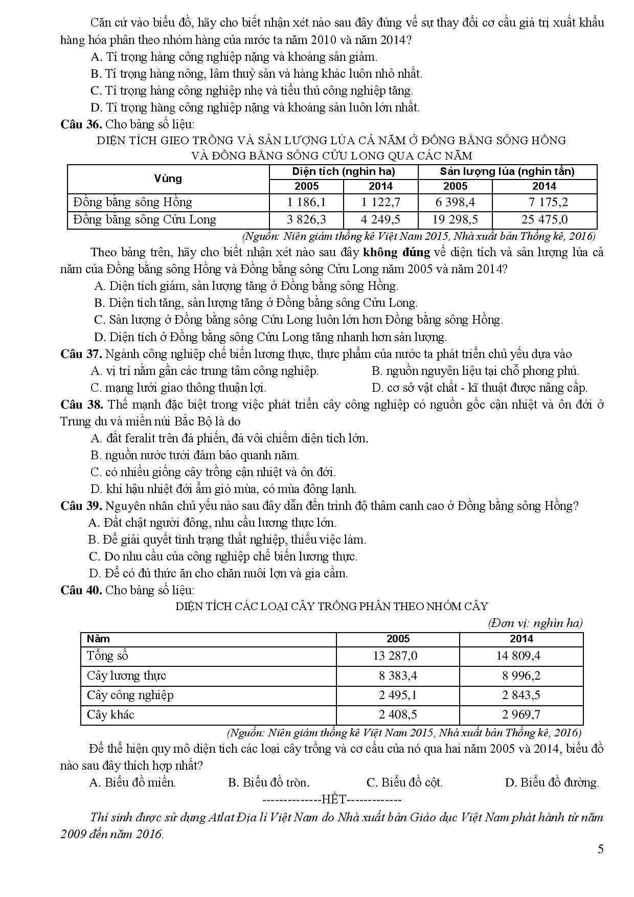 Giáo dục - Đề thi THPT quốc gia minh họa 4 môn: Sinh, Sử, Địa, GDCD (Hình 16).