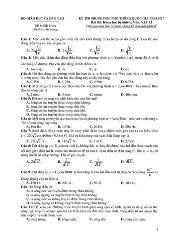 Giáo dục - Chi tiết đề thi THPT quốc gia minh họa 3 môn: Toán, Lí, Hóa  (Hình 9).