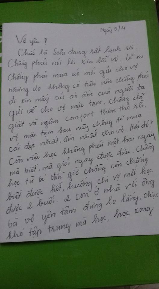 Mạng ảo - Đời thực - Rơi lệ lá thư tay đong đầy tình cảm của người chồng gửi vợ ở Lào Cai