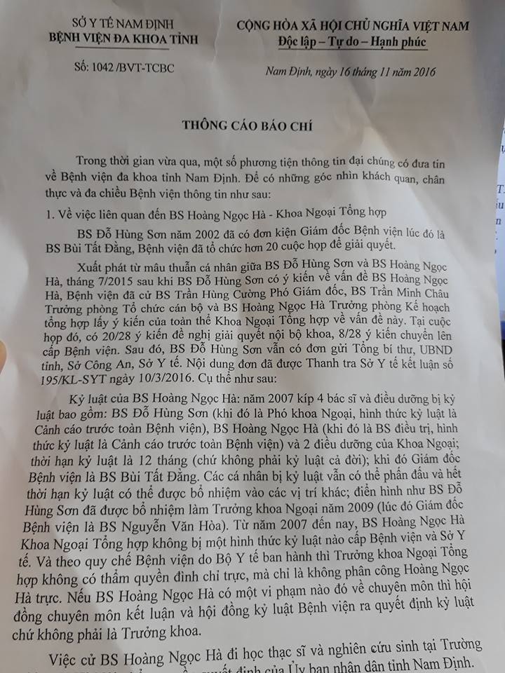 Hồ sơ điều tra - 4 tháng 3 bệnh nhân tử vong: BV Đa khoa tỉnh Nam Định lên tiếng