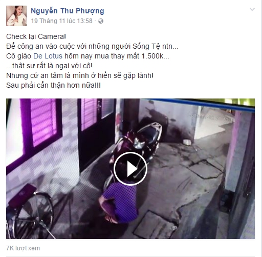 Fb người nổi tiếng - Video: Trộm ăn cắp heo dầu xe máy ngay trước nhà ca sĩ Thu Phượng (Hình 2).