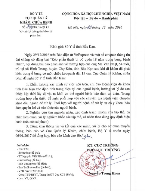 Xã hội - Bộ Y tế nhập cuộc vụ bác sỹ bỏ quên kéo 18 năm trong bụng bệnh nhân