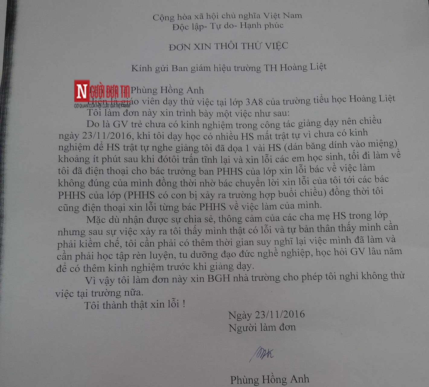 Xã hội - Cô giáo bịt miệng học sinh bằng băng dính bị xử lý như thế nào? (Hình 2).