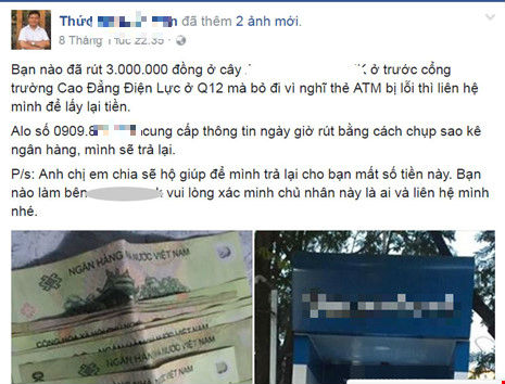 Dậy sóng mạng - Hành động đẹp của người đàn ông nhặt được 3 triệu đăng lên facebook