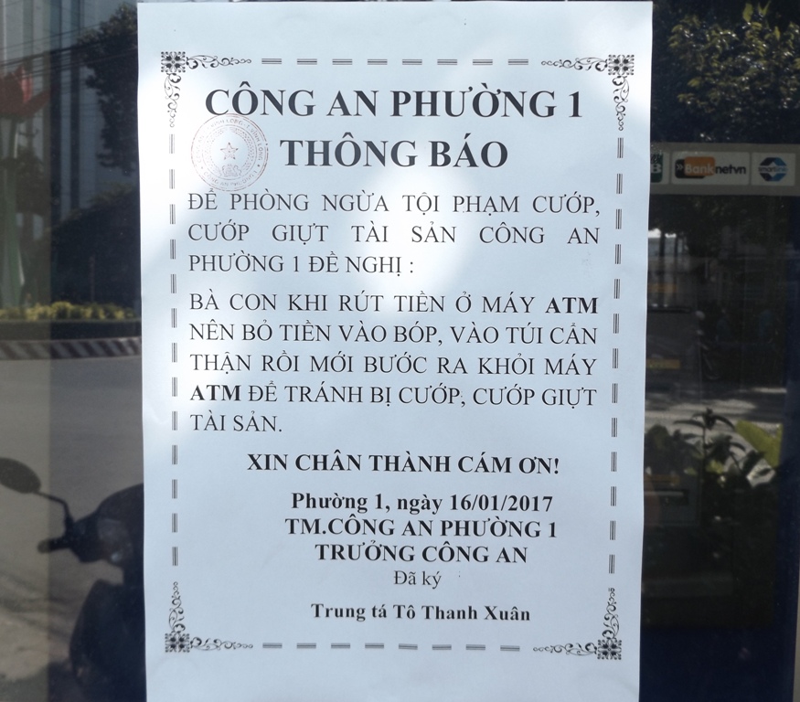 An ninh - Hình sự - Vĩnh Long: Cẩn trọng khi đến rút tiền tại các máy ATM