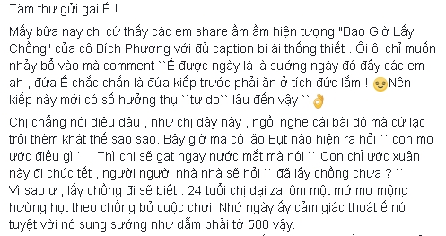 Dậy sóng mạng - Tâm thư gửi gái ế của cô gái 28 tuổi gây sốt mạng