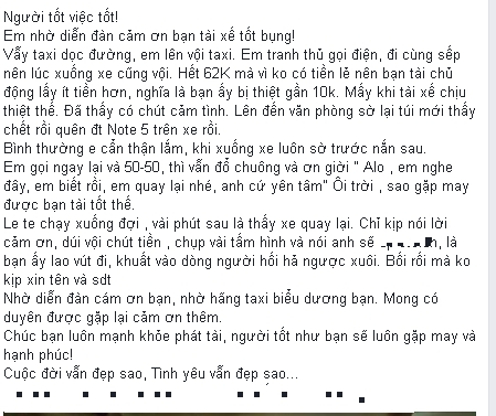 Dậy sóng mạng - Hành động đẹp của tài xế taxi ở Hà Nội gây sốt mạng