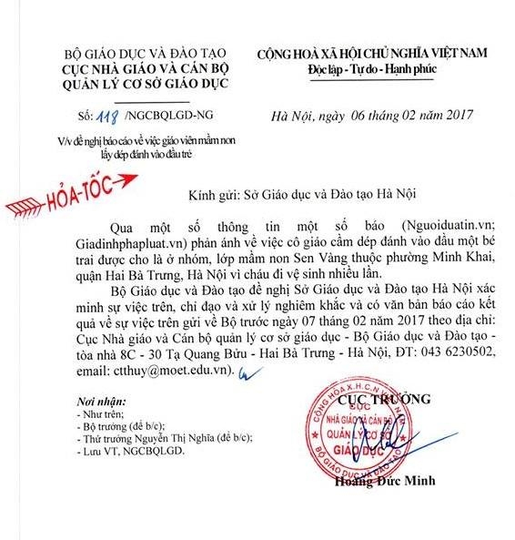 Giáo dục - Vụ giáo viên mầm non đánh học sinh: Bộ Giáo dục chỉ đạo 'nóng'