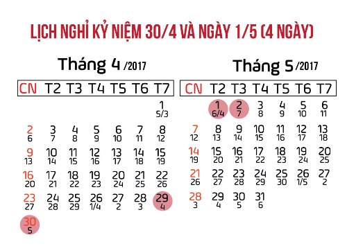 Xã hội - Lịch nghỉ lễ 30/4 - 1/5: Người lao động được nghỉ 4 ngày