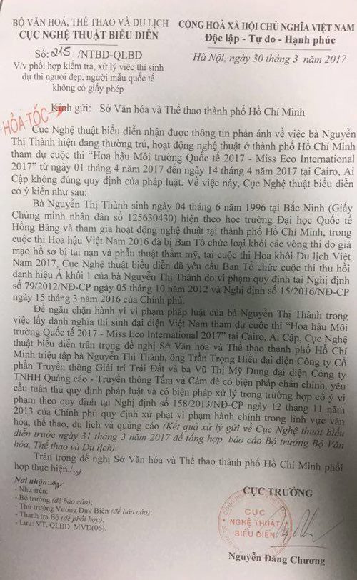 Sự kiện - Cục NTBD gửi công văn hỏa tốc yêu cầu xử lý Nguyễn Thị Thành (Hình 2).