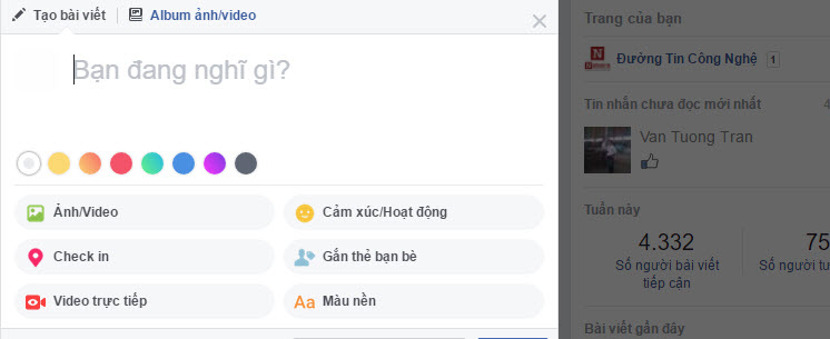 Công nghệ - Facebook cho phép người dùng PC đăng status kèm màu nền (Hình 2).