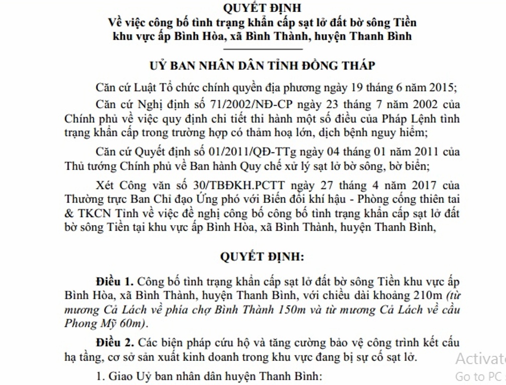 Tin nhanh - Đồng Tháp: Công bố tình trạng khẩn cấp sạt lở đất bờ sông Tiền