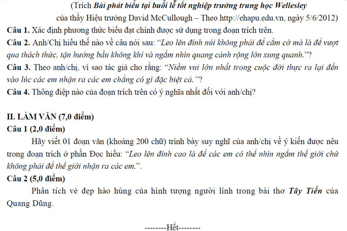 Giáo dục - Đề thi thử môn Ngữ văn THPT Quốc gia 2017 mới nhất (Hình 2).