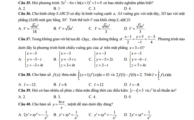 Giáo dục - Đề thi thử môn Toán THPT Quốc gia 2017 mới nhất (Hình 9).