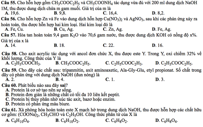 Giáo dục - Đề thi minh họa môn Hóa học THPT Quốc gia 2017 mới nhất (Hình 3).