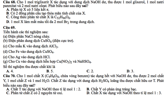 Giáo dục - Đề thi minh họa môn Hóa học THPT Quốc gia 2017 mới nhất (Hình 6).