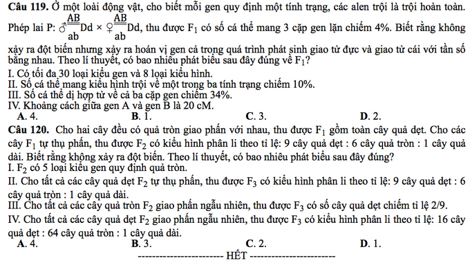 Giáo dục - Đề thi minh họa môn Sinh học THPT Quốc gia 2017 mới nhất (Hình 10).