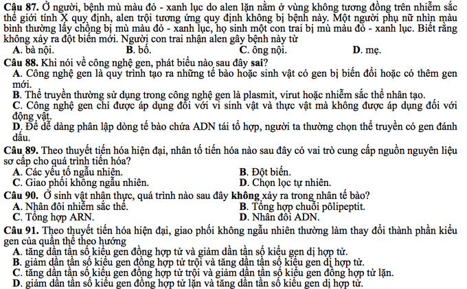 Giáo dục - Đề thi minh họa môn Sinh học THPT Quốc gia 2017 mới nhất (Hình 2).