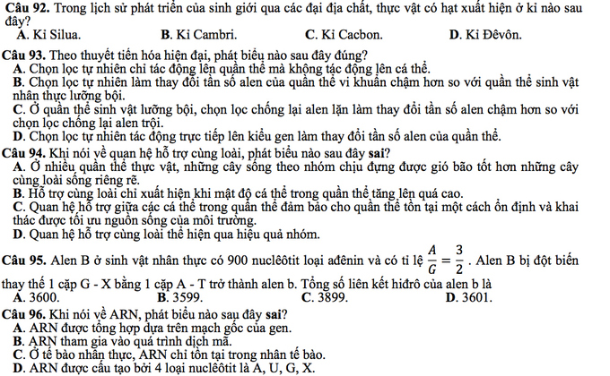Giáo dục - Đề thi minh họa môn Sinh học THPT Quốc gia 2017 mới nhất (Hình 3).