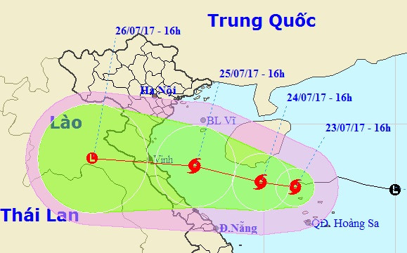 Tin nhanh - Dự báo thời tiết ngày 24/7: Đường đi của bão số 4 khi áp sát bờ