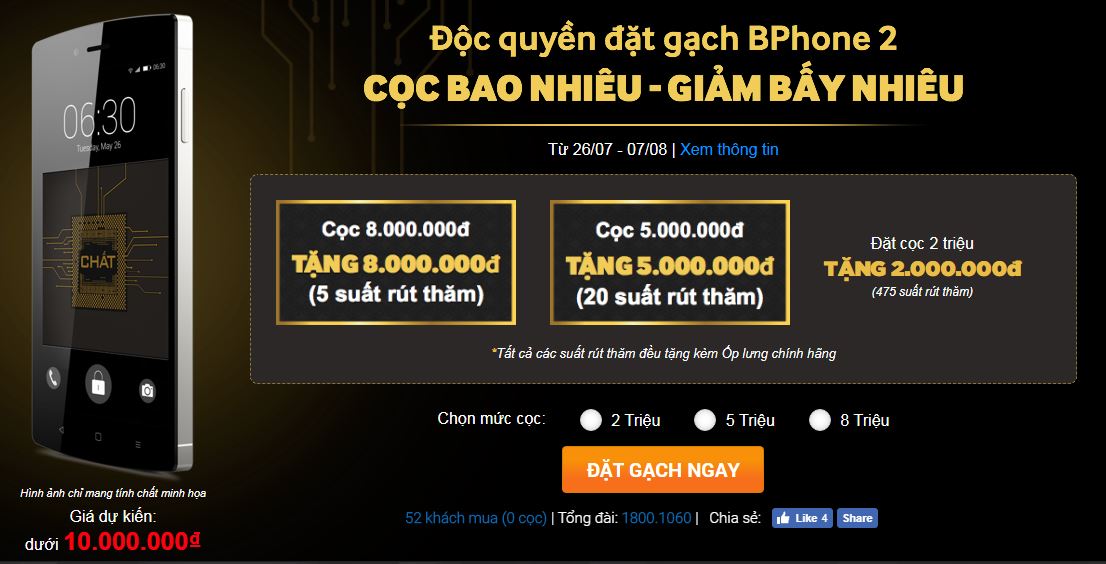 Sản phẩm - Bphone 2 sẽ có giá từ 2 triệu đồng?