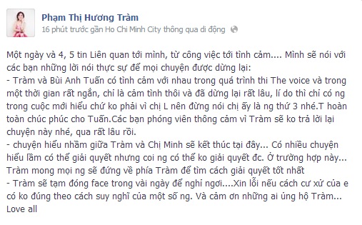 Sự kiện - Hương Tràm khóa Facebook sau khi 'đáp trả' đàn chị Thu Minh (Hình 4).