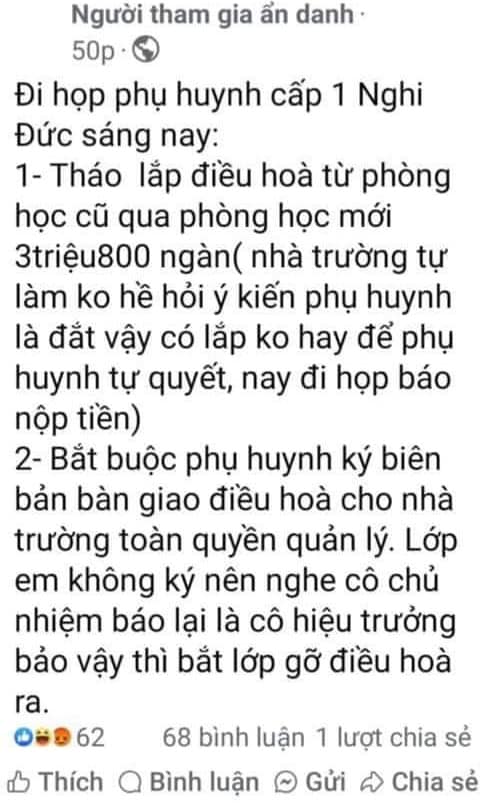 Xôn xao việc trường chi hơn 3,8 triệu đồng/lớp để di dời điều hòa- Ảnh 2.