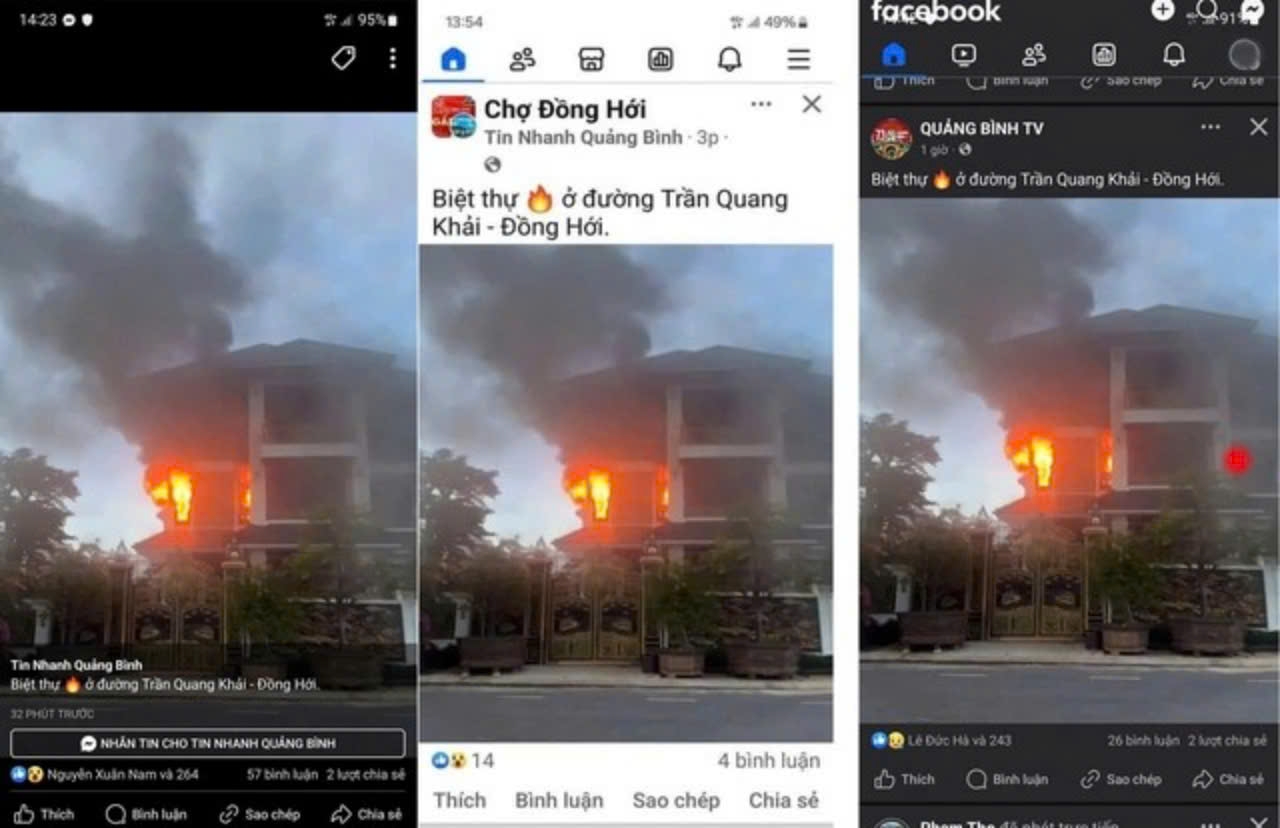 Thực hư vụ cháy biệt thự lan truyền trên mạng xã hội ở Quảng Bình - Ảnh 1.