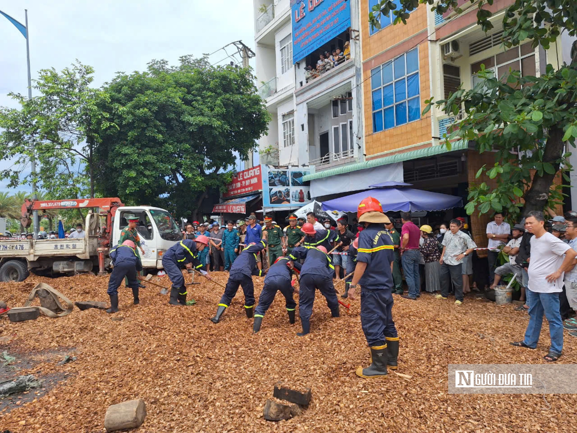 Hiện trường vụ tai nạn làm 3 người tử vong tại Tp. Quy Nhơn, tỉnh Bình Định. Ảnh:HT