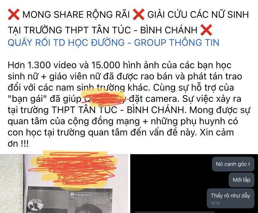 Công an thông tin ban đầu nghi vấn học sinh bị quay lén trong nhà vệ sinh nữ- Ảnh 2.