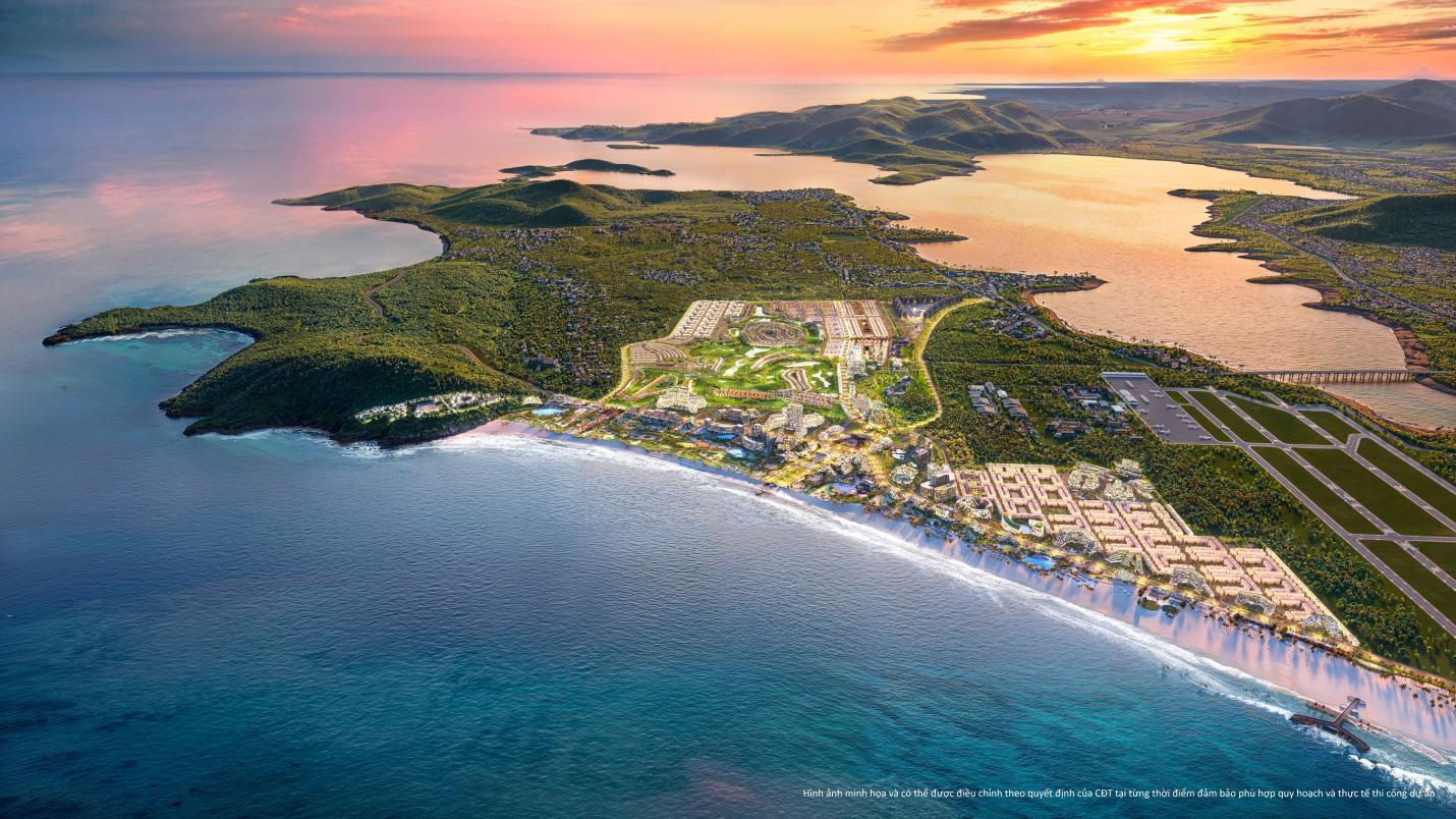 Sắp ra mắt siêu đô thị trái tim Caraworld, "hàng xóm chung vách" với sân bay quốc tế Cam Ranh- Ảnh 1. An aerial view of a beach Description automatically generated