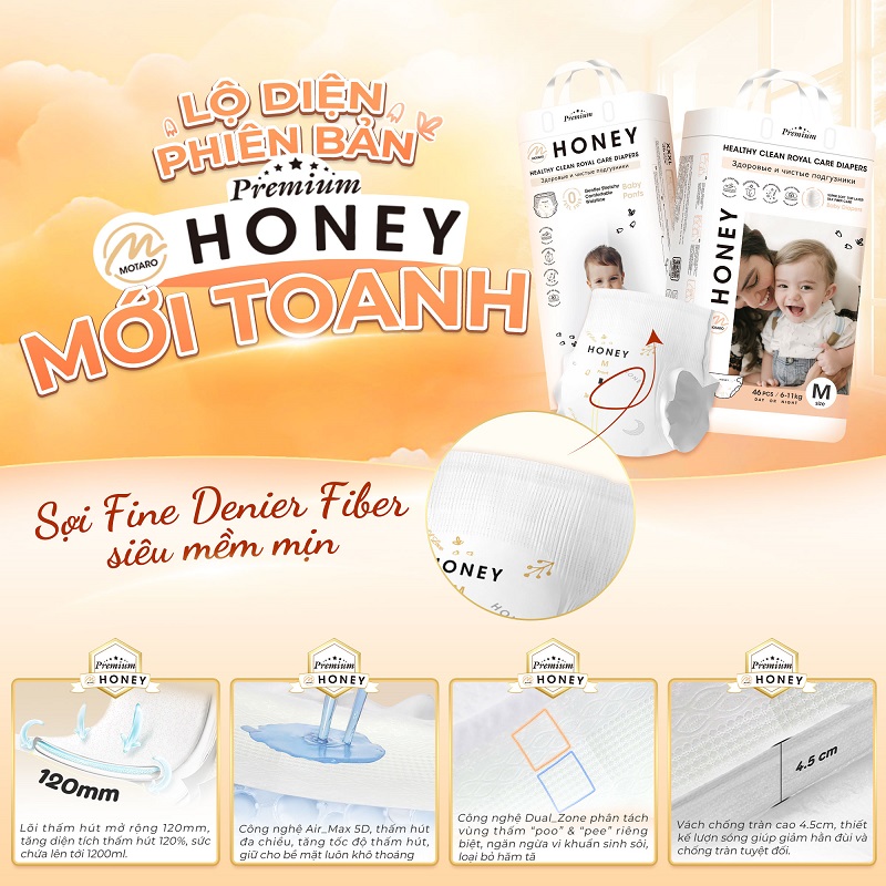 Tã bỉm Honey Premium đột phá với đai quần công nghệ Denier 1.0D- Ảnh 4.