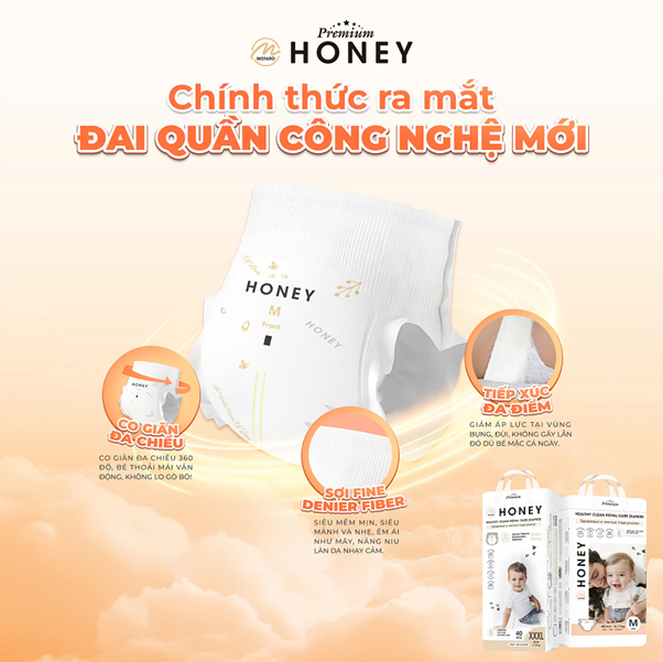 Tã bỉm Honey Premium đột phá với đai quần công nghệ Denier 1.0D- Ảnh 1.