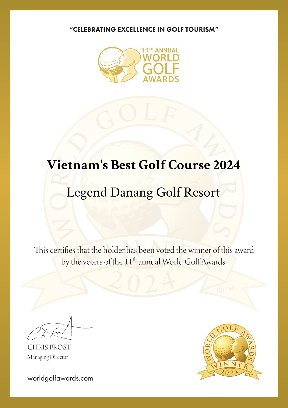 World Golf Awards vinh danh Legend Danang Golf Resort là Sân gôn tốt nhất Việt Nam 2024- Ảnh 1.