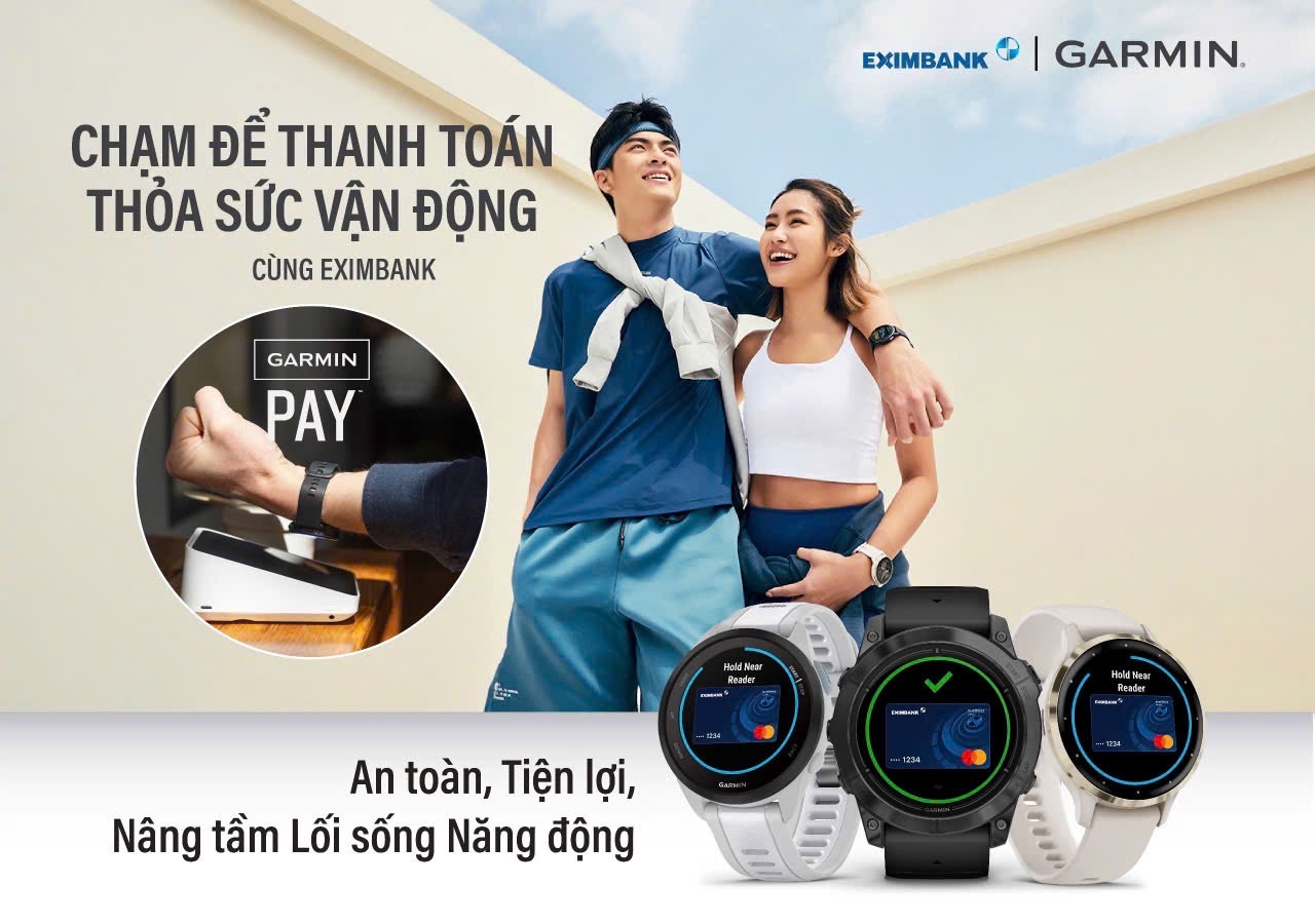 Eximbank ra mắt dịch vụ thanh toán Garmin Pay qua thẻ Eximbank Mastercard: Bước đột phá cho lối sống năng động- Ảnh 1.