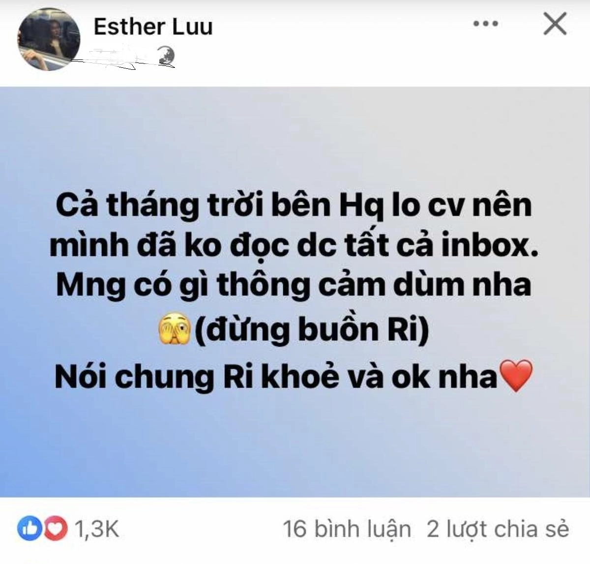 Hari Won có những chia sẻ mới nhất về tình hình sức khỏe