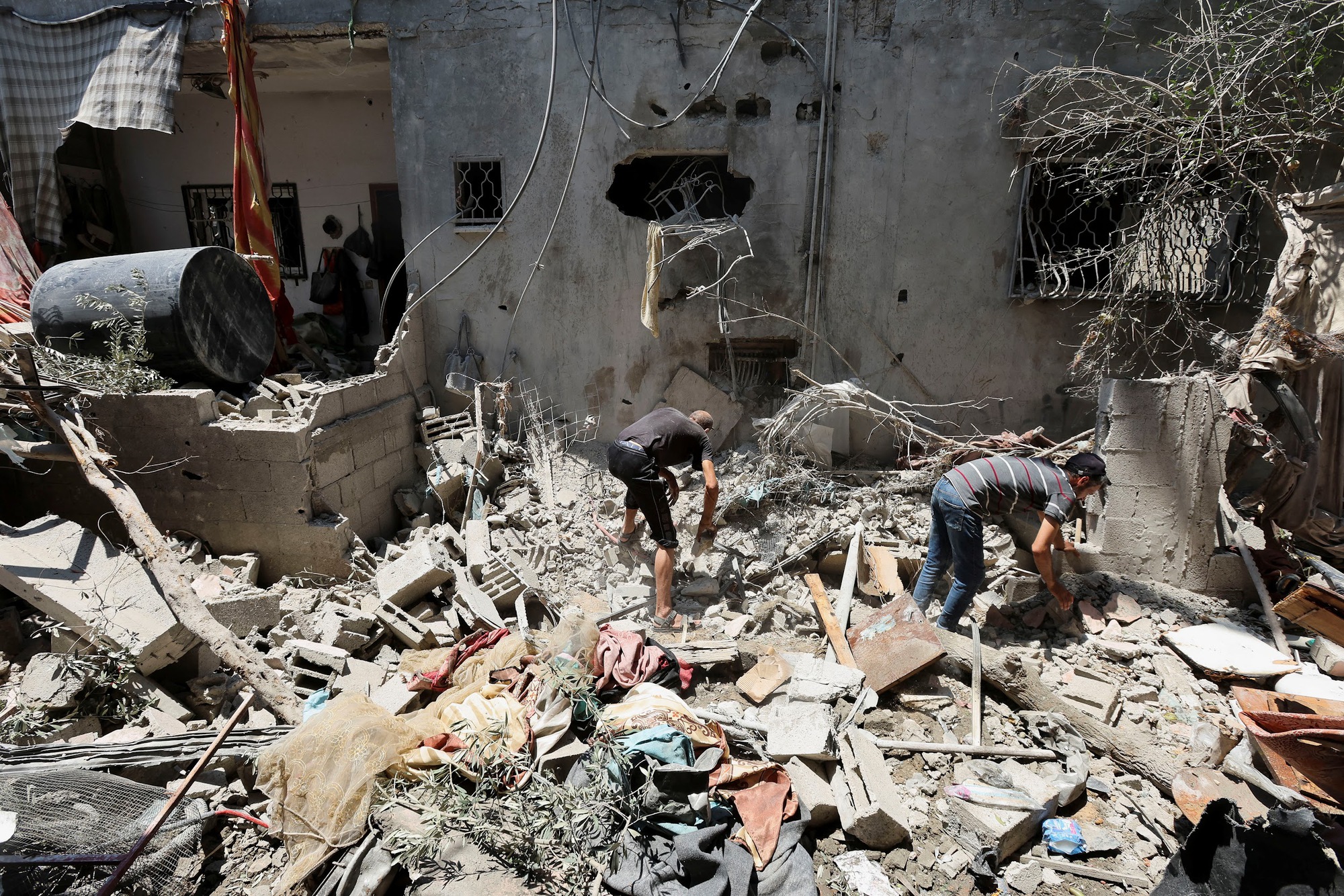 Aftermath of an Israeli strike on a house, in Deir Al-Balah in the central Gaza Strip