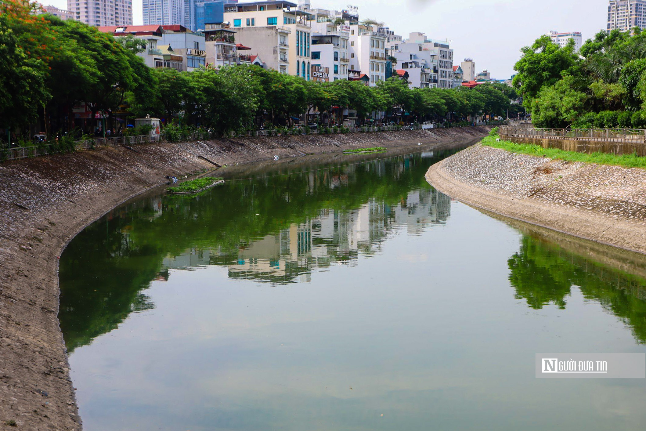 Hà Nội: Sông Tô Lịch bất ngờ chuyển màu xanh - Ảnh 3.