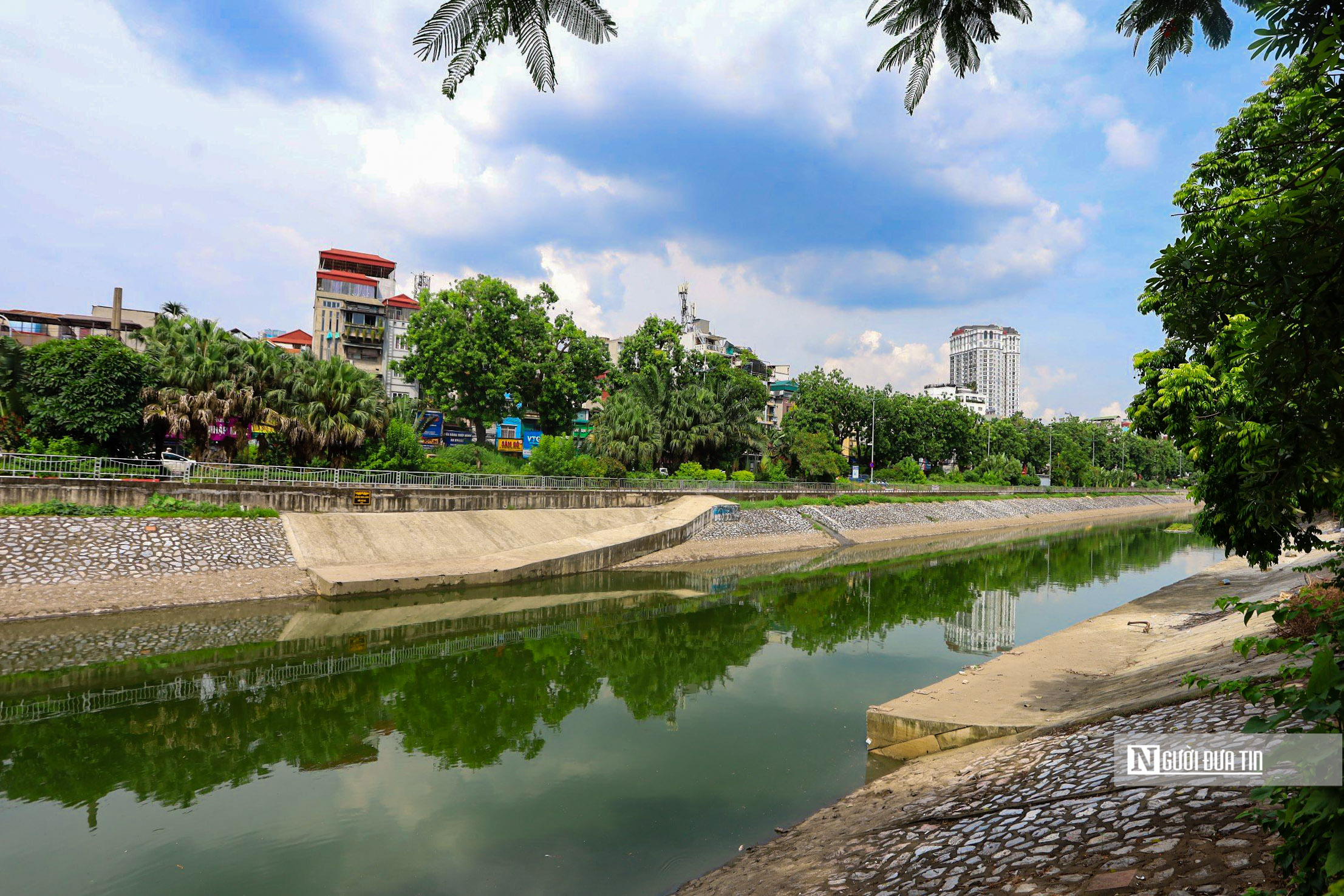 Hà Nội: Sông Tô Lịch bất ngờ chuyển màu xanh - Ảnh 5.