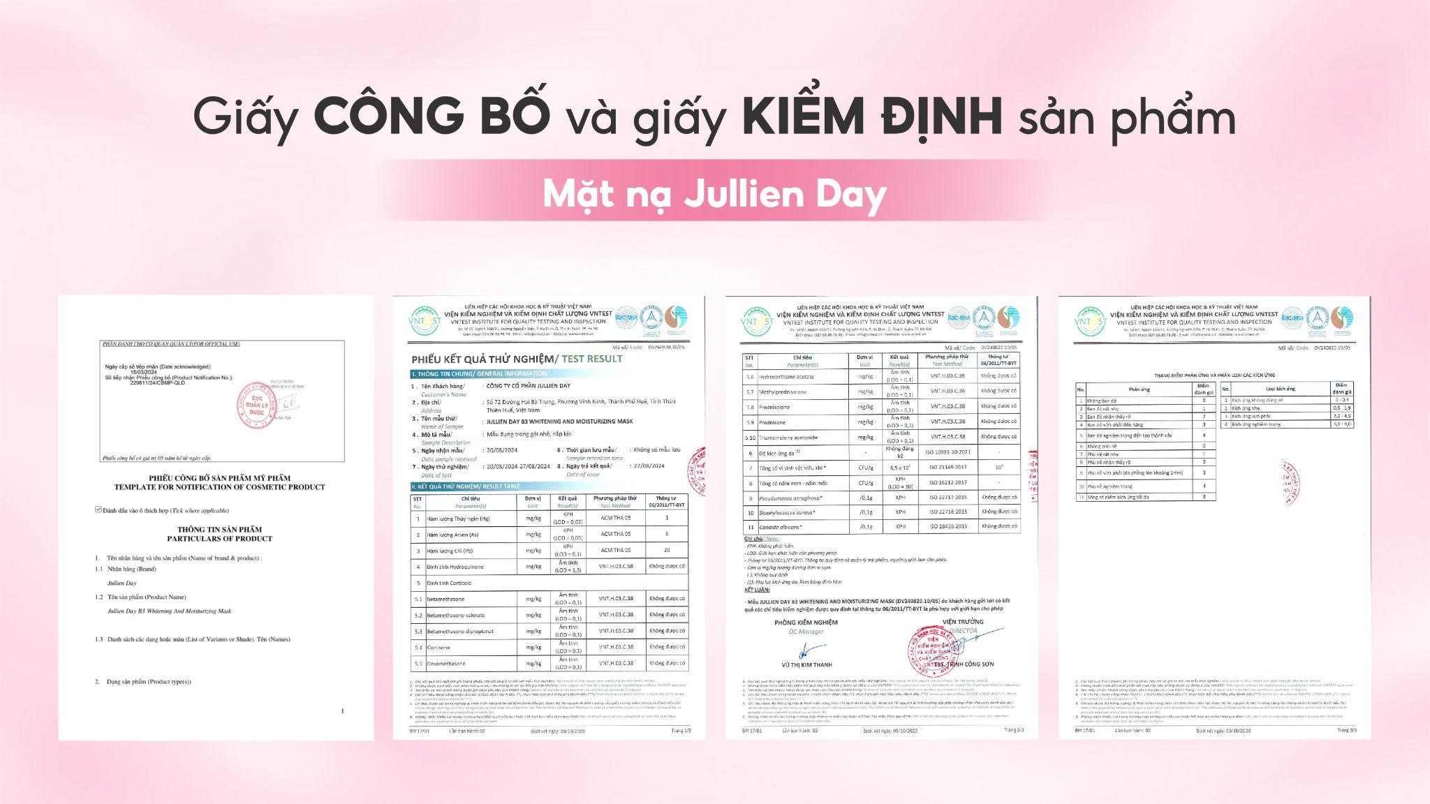 Mỹ phẩm Jullien Day đạt chứng nhận của Bộ Y Tế, Viện kiểm nghiệm và kiểm định chất lượng- Ảnh 5.