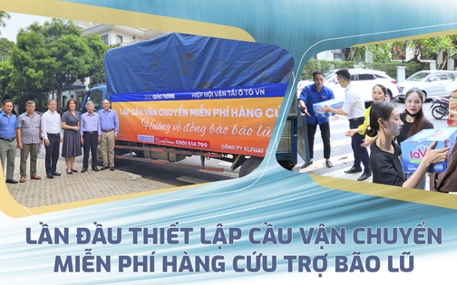 Lần đầu thiết lập cầu vận chuyển miễn phí hàng cứu trợ bão lũ