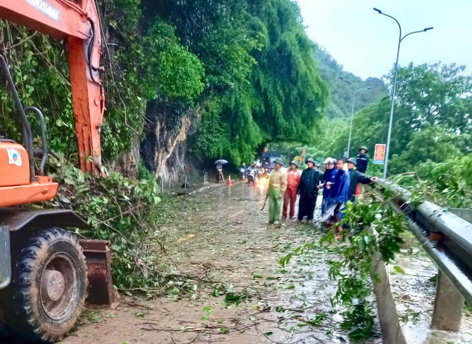 Mưa lớn, cây trên vách đá đổ xuống đè trúng 2 bố con đi đường- Ảnh 2.