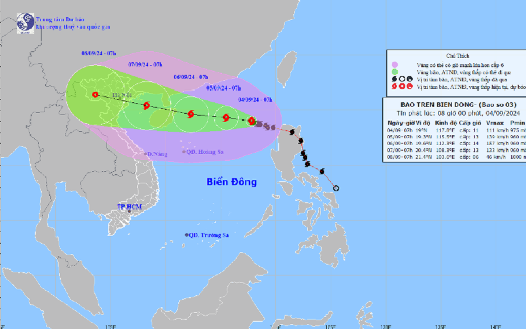 Bão số 3 diễn biến 