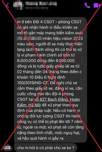 Cảnh giác thủ đoạn giả danh CSGT thông báo xử phạt vi phạm, chiếm đoạt tiền- Ảnh 1.