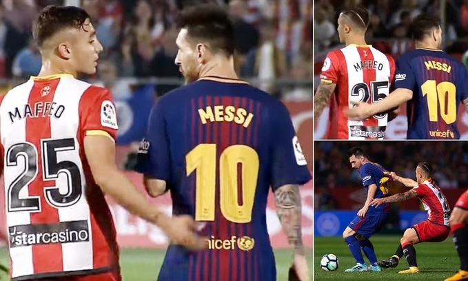 Messi đã bị Pablo Maffeo theo sát đến từng bước chân.