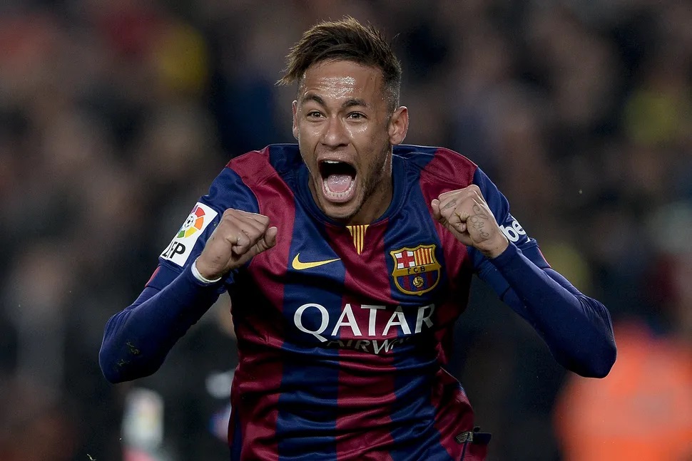 Neymar ăn mừng bàn thắng cho Barcelona vào lưới Atletico Madrid vào tháng 1/2015. (Ảnh: Getty Images)