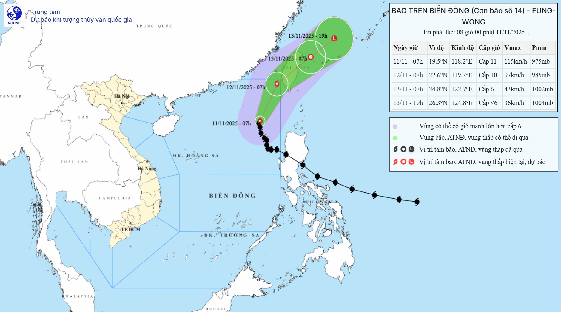 Bão số 14 Fung wong đổi hướng liên tục, sóng cao 9m - Ảnh 1.