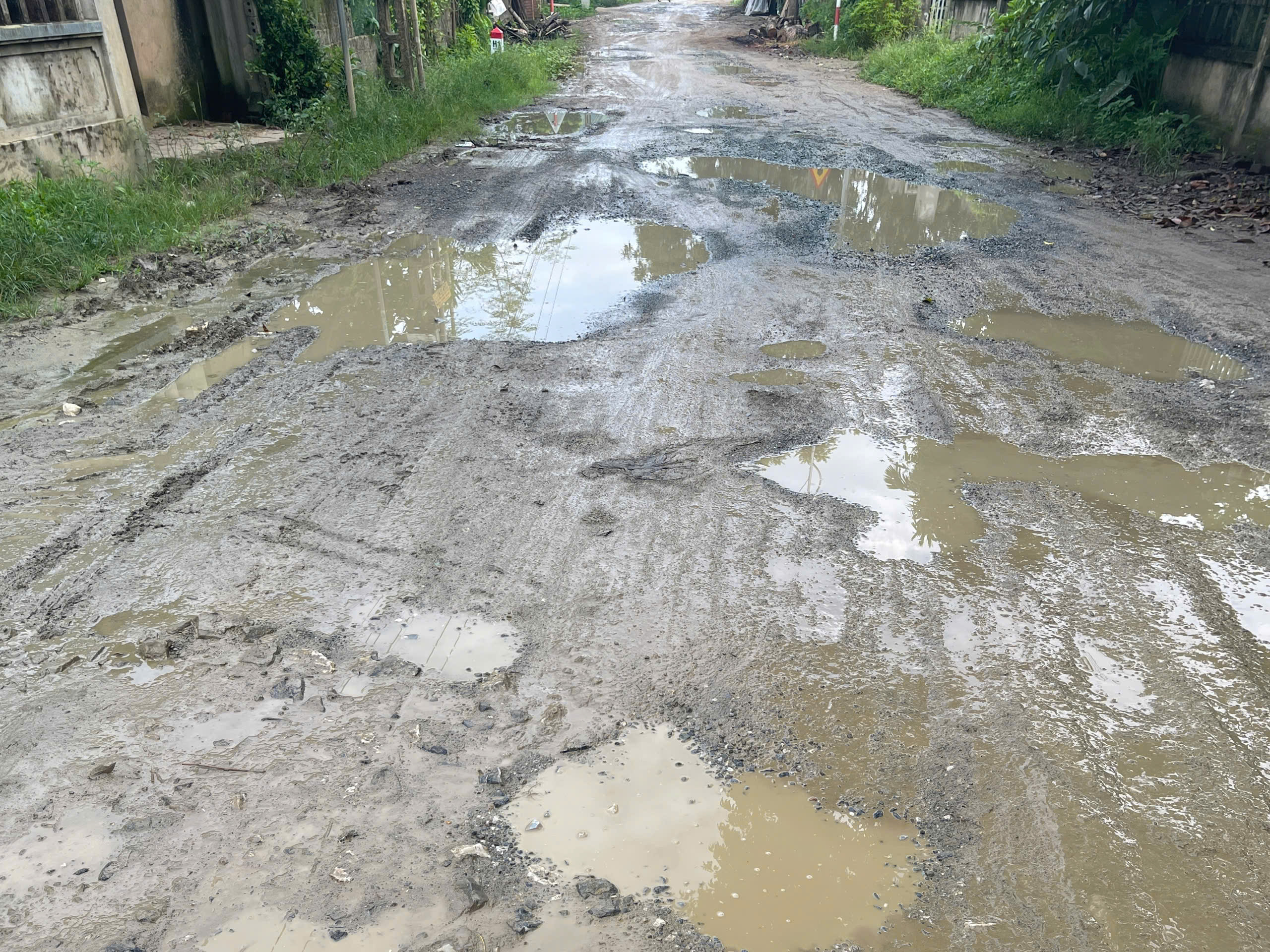 Con đường xuống cấp nghiêm trọng, ổ voi ổ gà thành vũng nước thả vịt- Ảnh 2.